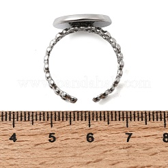中空の花模様の304ステンレススチール製カフリング部品  ラウンドベゼルカップリングセッティング  ステンレス鋼色  15.5mm  usサイズ8 1/2(18.5mm)  トレイのサイズ：14mm&nbsp;STAS-P454-03D-P