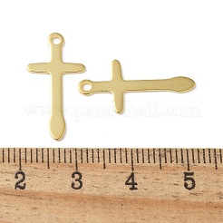 ステンレスペンダント201個  クロス  ゴールドカラー  21.5x11x0.5mm  穴：1.6mm&nbsp;STAS-I330-003G