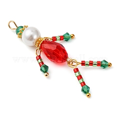 2Pcs Christmas Glass Seed Beaded Human Pendants&nbsp;PALLOY-MZ00783