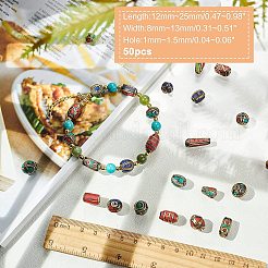 50PCS Mixed Antique Golden Handmade Tibetan Style Beads&nbsp;TIBEB-PH0003-01-WH
