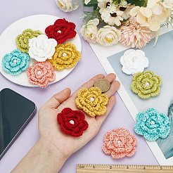 12個 6色 手作り繊維編み装飾アクセサリー  プラスチック製のビーズと  DIYミシンクラフト用  ミックスカラー  51~53x9~11mm  2個/カラー&nbsp;FIND-FG0003-54