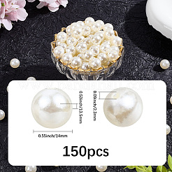 パール調アクリルビーズ  染め  ラウンド  乳白色  14x13.5mm  穴：2.3mm  150pc&nbsp;PEAR-LT0001-02A