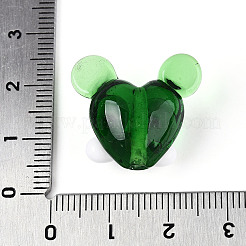 手作りランプワークビーズ  マウス  グリーン  18~21x21~24x12~13mm  穴：1.5~1.8mm&nbsp;LAMP-N034-07D