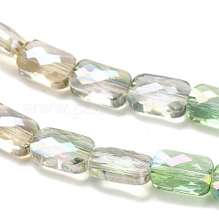 電気メッキガラスビーズセット  長方形  多面カット  オリーブドラブ  7x4x3mm  穴：0.8mm  約60~61個/連  15.75''~16.02''（40~40.7センチメートル）&nbsp;EGLA-P068-01A-07
