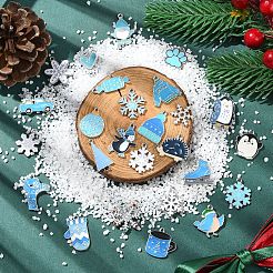 50個25スタイルの冬テーマ合金エナメルペンダント  プラチナ  シロクマとペンギンと雪だるまのチャーム  ミックスカラー  14.5~26.5x9~21x1.5~2mm  穴：1.6~2mm  2個/スタイル&nbsp;ENAM-YW0005-59