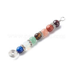 7 Chakra Mixed Gemstone Copper Wire Wrapped Big Pendants&nbsp;PALLOY-JF01899-02