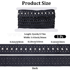 3ヤードのPUレザーとステンレススチールのリベットストラップ  厚紙ディスプレイカード付き  ブラック  36x3.5mm&nbsp;DIY-GF0013-43B