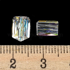 電気メッキガラスビーズ  多面カット  三角形  透明  7.5x5.5x6mm  穴：1.2mm  100個/袋&nbsp;EGLA-Z004-05F