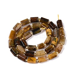 天然虎石英ビーズ連売り  六角柱  ガラスビーズ  6~9x6~6.5x5.5~6mm  穴：1~1.2mm  約34~35個/連  14.76~15.35インチ（37.5~39cm）&nbsp;G-Q608-25