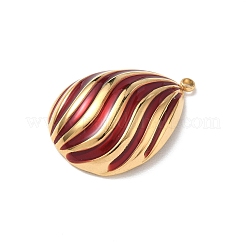 304ステンレススチールエナメルペンダント  ティアドロップチャーム  PVD真空メッキ  18KGP本金メッキ  暗赤色  29x21x7mm  穴：1.8mm&nbsp;STAS-P453-14G-03