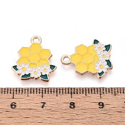 合金エナメルチャーム  ゴールドカラー  ゴールド  ハニカム  18x16x1mm  穴：1.6~1.8mm&nbsp;ENAM-T022-61C