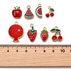 40個8スタイルアロイエナメルペンダント  ゴールドカラー  レッド  混合図形  13~24x8~18x1.5~3mm  穴：0.9~2mm  5個/スタイル&nbsp;ENAM-FP0002-81