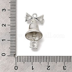真鍮製マイクロパヴェキュービックジルコニアペンダント  鐘のチャーム  銀  20.5x12x10mm  穴：1.5mm&nbsp;KK-F913-04S