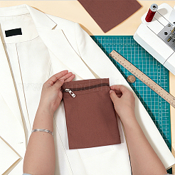 キャンバス布ジッパーバッグ  長方形  衣服縫製用の合金金具付き  ココナッツブラウン  22x15x0.2cm&nbsp;ABAG-WH0077-09A-04
