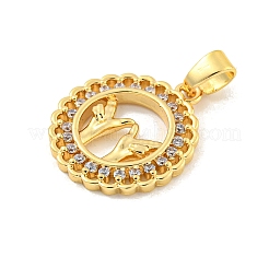 Brass Micro Pave Clear Cubic Zirconia Pendants&nbsp;KK-U007-01G-07