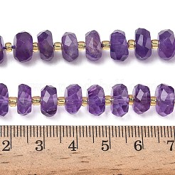 天然石アメジストビーズ連売り  ロンデル  多面カット  シードビーズで  9~10x5~5.5mm  穴：1mm  約52個/連  14.96インチ（38cm）&nbsp;G-L642-J07-03