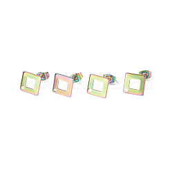 イオンプレーティング（IP）304ステンレススチールスタッドピアス金具（ダングルチャーム用）  菱形  虹色  菱形：13.5x13.5mm  穴：1.2mm  ピン：0.7mm  辺の長さ：10mm&nbsp;STAS-L216-06A-M