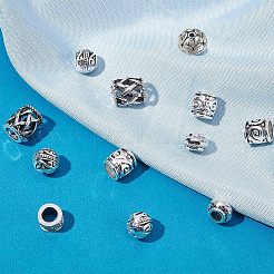 120Pcs 6 Style Tibetan Style Alloy Beads&nbsp;TIBE-NB0001-21