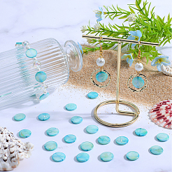 淡水貝ビーズ4本  ABカラーメッキ  染め  フラットラウンド  シアン  10~11.5x3~4mm  穴：1mm  32~34個/連  14.57~14.96インチ（37~38cm）&nbsp;SHEL-SC0001-48