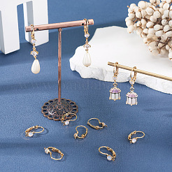 10Pcs Flat Round Brass Glass Leverback Earring Findings&nbsp;KK-TADJ0001-18