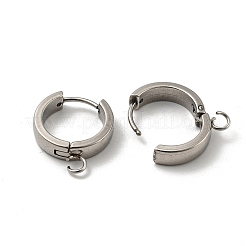 変色しにくい201ステンレススチール製ハギーフープピアス金具  垂直ループ付き  316サージカルステンレススチールイヤリングピン付き  リング  ステンレス鋼色  16x4mm  穴：2.7mm  ピン：1mm&nbsp;STAS-A167-01T-P