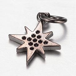 真鍮製マイクロパヴェキュービックジルコニアチャーム  スター  ガンメタ色  14x12x2mm  穴：4mm&nbsp;ZIRC-K045-07B