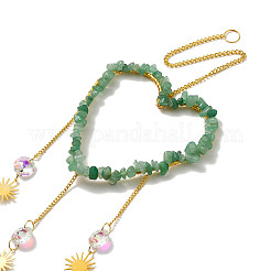 Heart Natural Green Aventurine Chips Hanging Ornaments&nbsp;HJEW-G024-01E