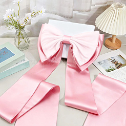 衣服のウェディングドレスのアクセサリー用の取り外し可能なポリエステル製の大きな蝶結び  ピンク  1580x380x41mm&nbsp;AJEW-WH20020-205F
