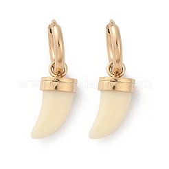 304 Stainless Steel Plastic Imitation Shell Hoop Earrings&nbsp;EJEW-Z089-29G