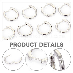 女性用真鍮マイクロパヴェキュービックジルコニアフープピアス  リング  プラチナ  13x13.5x2mm  ピン：0.8mm&nbsp;EJEW-WH0013-97P