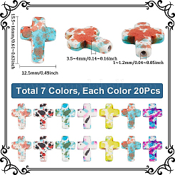 7色ベーキングペイント合成ターコイズビーズ140個  エナメル  クロス  15.5x12.5x3.5mm  穴：1mm  20個/カラー&nbsp;G-SC0003-29