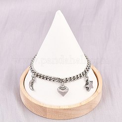 316サージカルステンレススチール製ムーンハートスターチャームブレスレット  女性用カーブチェーンブレスレット  ステンレス鋼色  7-1/4インチ（18.5cm）&nbsp;BJEW-C125-11P