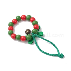 Wood Beads Christmas Wreath Pendant Decoration&nbsp;HJEW-JM03829-02