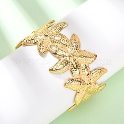 女性用304ステンレススチールカフバングル  ヒトデ  イオンプレーティング（ip）  18KGP本金メッキ  1-3/8インチ（3.4cm）  内径：1-7/8x2-1/4インチ（4.8x5.8cm）&nbsp;BJEW-G749-04G