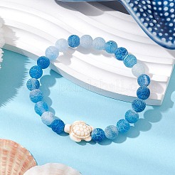 Dyed Natural Weathered Agate Round Beads Stretch Bracelets&nbsp;BJEW-JB11078-04