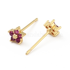 Cubic Zirconia Flower Stud Earrings&nbsp;EJEW-C035-15G-04