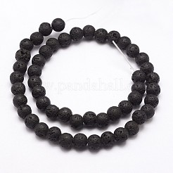 天然溶岩岩ビーズ連売り  ラウンド  8~9mm  穴：2.5mm  約46~49個/連  15&nbsp;X-G-A163-03-8mm