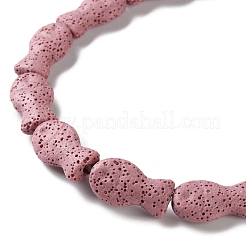 魚で染めた天然の溶岩石ビーズ連売り  淡いバイオレットレッド  21.5x12x6mm  穴：1.6mm  約19個/連  16.14''（41センチメートル）&nbsp;G-O126-01A-12