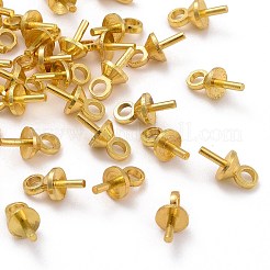 真鍮製カップペグベイルペンダント  片穴ビード用  ゴールドカラー  7x4mm  穴：1.5mm  ピン：1.8mm  100個/袋&nbsp;KK-Z018-01A-G