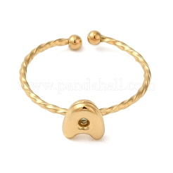 304ステンレススチールオープンカフリング  女性のためのジュエリー  18KGP本金メッキ  文字a  内径：19mm  文字：1mm&nbsp;RJEW-K261-02G-A