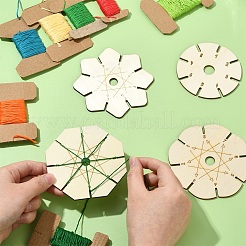 4Pcs 4 Styles Wood Braiding Disk&nbsp;AJEW-YW0002-16