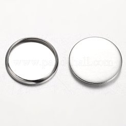 変色しにくいステンレススチールプレーンエッジベゼルカップ  カボションのセッティング  フラットラウンド  ステンレス鋼色  トレイ：12mm  14x1.6mm&nbsp;STAS-M226-03B