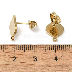 イオンプレーティング（IP）304ステンレススチールスタッドピアス金具  菱形  ゴールドカラー  12x9mm  穴：1.2mm  ピン：0.7x11mm&nbsp;STAS-I206-80G