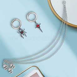 4Pcs 3 Styles Brass Boot Strap Chains & Alloy Siam Rhinestone Shoes Charms Sets&nbsp;HJEW-BM0001-12