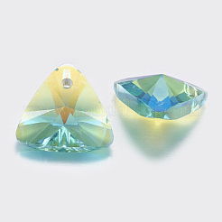 カット加工ガラスラインストーンチャーム  模造オーストリアのクリスタル  三角形  アクアマリン  7.5x8x4mm  穴：1.2mm&nbsp;RGLA-F050-A-202PS