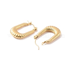 Ion Plating(IP) 304 Stainless Steel Rectangle Hoop Earrings&nbsp;EJEW-P198-01G