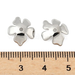 真鍮製ビーズキャップ  5  - 花びらの花  プラチナ  12.5x11.5x2.5mm  穴：1.4mm&nbsp;X-KK-V015-37P
