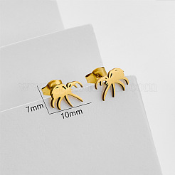 女性用304ステンレススチールスタッドピアス  クモ  316サージカルステンレスピン付き  ゴールドカラー  7x10mm&nbsp;WGF2F93-01