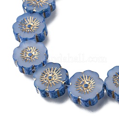 Picasso Baking Paint & Golden Metal Enlaced Glass Beads Strands&nbsp;GL-CBA98F0-04B