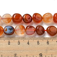 天然ブラジル産赤瑪瑙ビーズ連売り  染め＆加熱  タンブルストーン  ナゲット  12x10mm  約37個/連  15.75インチ（40cm）&nbsp;X-G-L599-A01-02